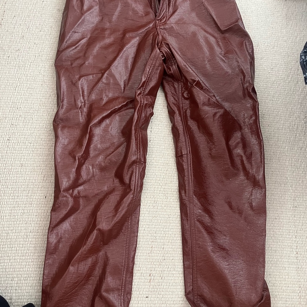 Abercrombie & Fitch Curve Love women’s Reddish-Brown Leather Pants